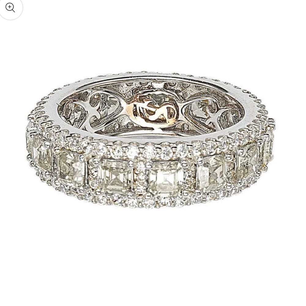 Suzy Levian Sterling Silver Cubic Zirconia White Modern Eternity Band - 7